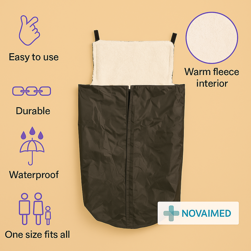 Wheelchair Blanket with Fleece Lining – Waterproof, Windproof & Warm Leg Cover with Storage Pocket – Novaimed